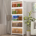 UAMFURI Extra Large Stackable Storage Bins with Lids & Wheels, 600QT-120QT/30GAL*5Pack Foldable Collapsible Closet Organizers Storage Cabinet with Doors for Bedroom Dorm