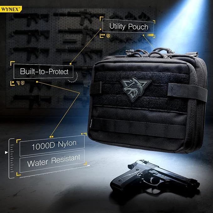 WYNEX Tactical Large Admin Molle Pouch of Double Layer Design EDC Organizer | Molle EDC EMT Utility Pouches with Map Sleeve Modular Tool Bag Large Capacity Flag Patch Included