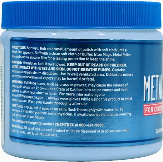 Blue Magic 500-06 Metal Polish Cream Non-Abrasive Tarnish and Oxidation Remover for Chrome, Aluminium, Brass, Copper, Sterling Silver and Stainless Steel, 19.25 oz., Pack of 1