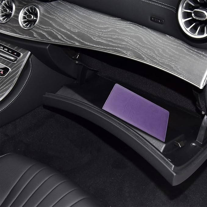 LumiMokki Premium Car Registration & Insurance Card Holder with Magnetic Shut, Vehicle Glove Box Car Organizer - For Documents, Cards, License (Purple)