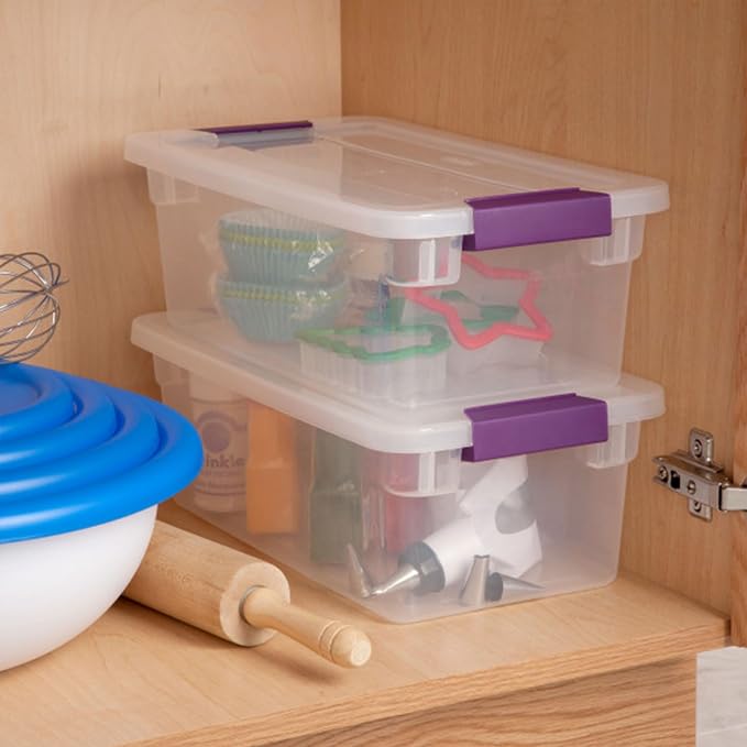 Sterilite 12-Pack ClearView Latch Box, Clear Stackable Organizer Bins with Lids, 6 Qt – Small Plastic Tote Containers for Closet, Office, Bedroom, Shelving Units and Home Storage Organization