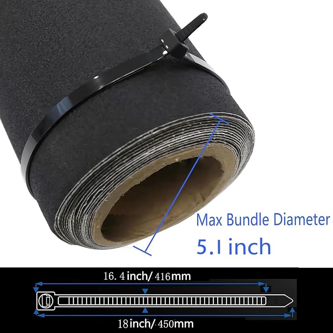 Zip Ties 18 Inch Black Cable Ties Wraps 100 Pcs with 60 Pounds tensile | Long Plastic Ties 60 Pounds tensile By WANGFA
