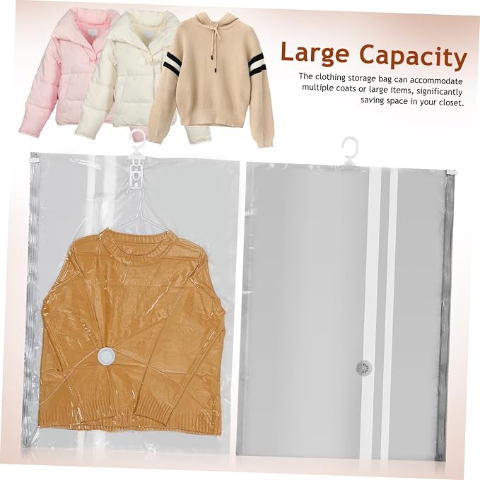 Outanaya 4pcs Vacuum Storage Bags for Clothes Hanging Design Compression Bags for Coats and Seasonal Saving and Protective for Closet Organization
