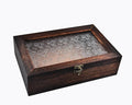 Wood Multi-Purpose Clamshell Storage Box Dustproof Storage Boxabletop Display Box (Brown)