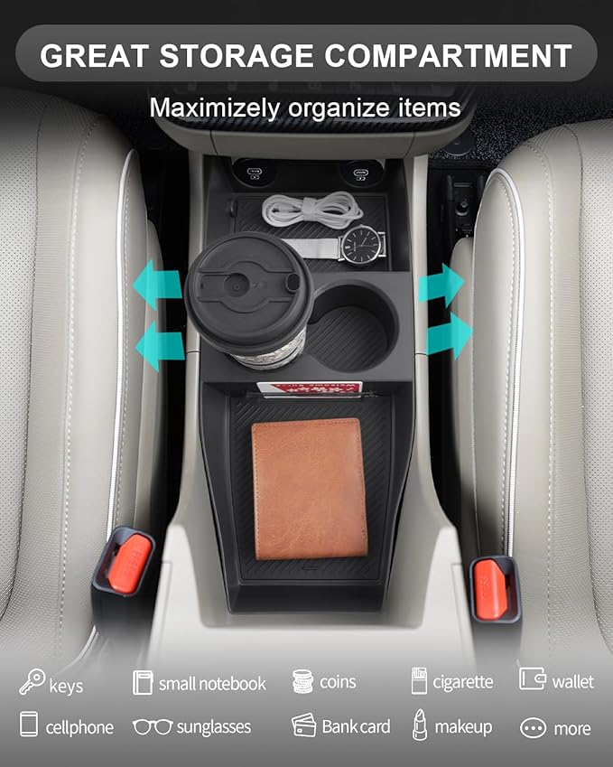 CDEFG for 2025 2026 Hyundai Ioniq 5 Center Console Organizer, for 2025 2026 Hyundai Ioniq 5 Accessories Lower Console Tray 2025 2026 Ioniq 5 Floor Console Storage Box(Not for Ioniq 5 N)