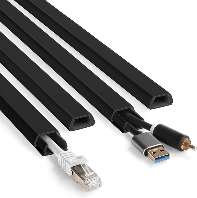 66in Cord Covers for Wires on Wall, Black Wall Cord Hider Hide Cords | Wire Covers for Cords Kit, TV Cable Hider Wall Kit, Easy to Install Cord Cover, Cable Management Wall 4XL16.5inW0.86inH0.43in