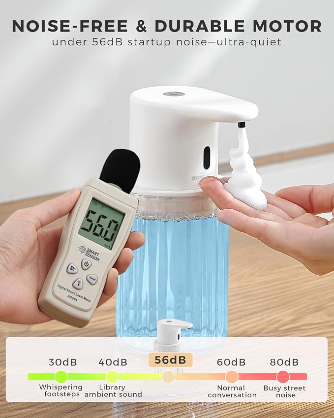 Automatic Foaming Soap Dispenser Touchless, USB Rechargeable Soap Dispenser | Adjustable Foam Levels, 10oz/300mL Hands Free Sensor, Waterproof, Wall Mounted or Countertop for Bathroom & Kitchen