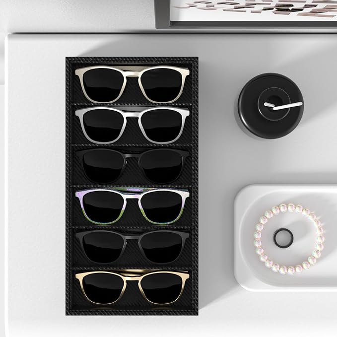 Sunglass Organizer Tray,Eyeglass Storage for Multiple Glasses,Jewelry and Sunglasses Drawer Organizer (Carbon Fiber 1)