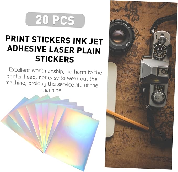 Lurrose 20pcs Self-Adhesive Printable Stickers for High-Resolution Labeling for Home Office Supermarkets
