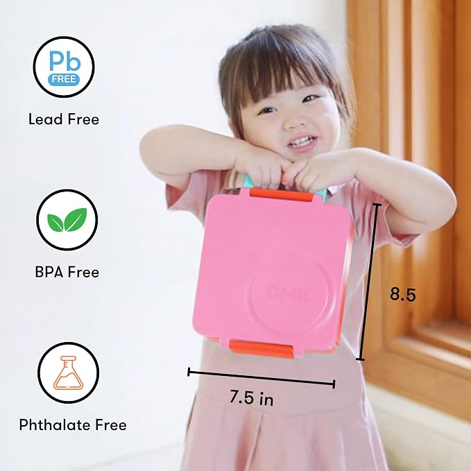 Omie OmieBox Kids Insulated Leakproof Bento Lunch Box with Food Jar (Pink Berry)