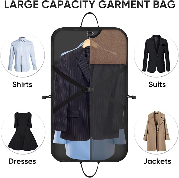 BALEINE Travel Garment Bag, Travel Suit Bag for Men, 42'' Waterproof Carry on Garment Bag for Hanging Clothes, Garment Duffel Bag for Travel Business (Orange)