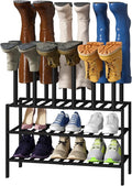 viewcare Black Boot Rack, Boot Rack Organizer Tall Boots with Shoe Rack for Closet, Bamboo Wood Shoe Shelf Storage Organizer for Entryway Small Space