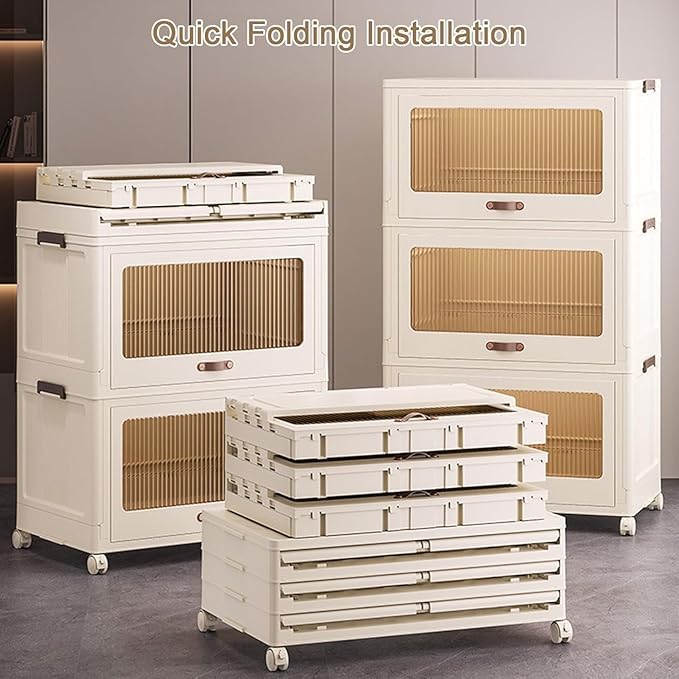 Plastic Storage Containers Stackable Storage Bins, Portable Collapsible Storage Cabinet Multifunction Stackable Storage Containers for Clothing Books Snacks Sundries,45cm(45cm)