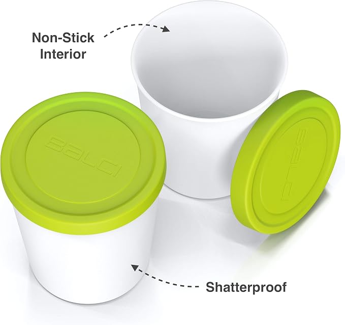 BALCI - Premium Ice Cream Containers (2 Pack - 1 Quart Each) Perfect Freezer Storage Tubs with Lids for Ice Cream, Sorbet and Gelato! - Green