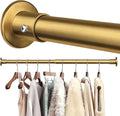 Closet Rods For Hanging Clothes, 17-28 Inch Adjustable Closet Rod, Stainless Steel Heavy Duty Closet Hanging Rod-Gold