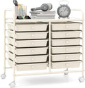 Giantex 12 Drawers Rolling Cart, Mobile Storage Drawer Cart, Classroom Organizer Cart for Office School Supplies Tools Scrapbook Paper Craft Small Printer, Utility Cart on Wheels, White