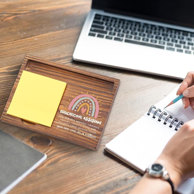 Educational Assistant Sticky Note Holder, Educational Aide Appreciation Gifts, Teacher's Day Thank You Gifts for Assistant Teacher Back to School Desk Self-Stick Note Pad Holders TZP59