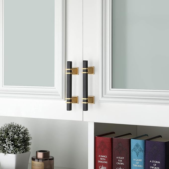 5 Pack 3-3/4 Inch Black and Gold Cabinet Pulls Black and Gold Cabinet Handles Kitchen Cabinet Handles Dresser Drawer Pulls Kitchen Cabinet Hardware
