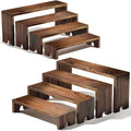 2 Set wood tone Wooden Tiered Display Stands 4 Tier Stackable Pine Wood Display Risers, Suitable for Vendor Events, Cupcake Stands, cake stand Wooden Dessert Table Sets, Vendor Booth Displays,Cosmetic & pantry organizers and storage can organizer, Kitc...