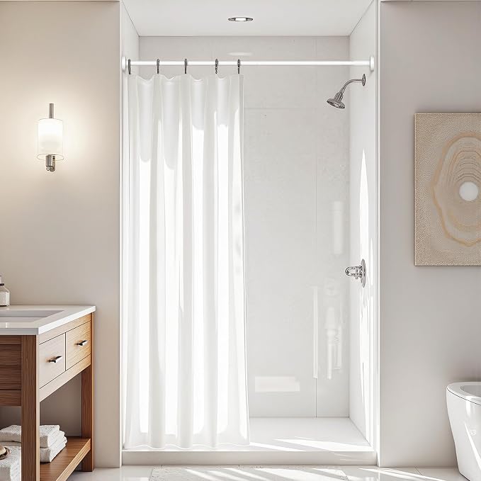 Tension Curtain Rod 32-62Inch White Shower Rod Tension Rod Adjustable Curtain Rods no Drilling Tension Rod for Bathroom,Windows,Closets,Doorway