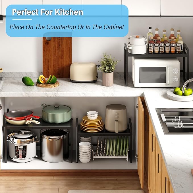 Expandable 150 LBS Heavy Duty Storage Shelves,Metal Shelving Unit for Pots Pans Microwave Small Appliance,Adjustable Storage Rack Shelf Organizer For Kitchen Garage Warehouse Cabinet Closet Pantry