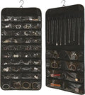 ONEPEACE Hanging Jewelry Organizer: Necklace & Earring Holder with Pockets for Closet, Wall or Door (Black)