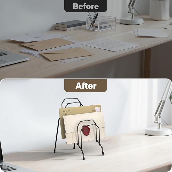 Gawerk Incline Desk Mail Organizer Letter Holder with 6-Section 4 Pack