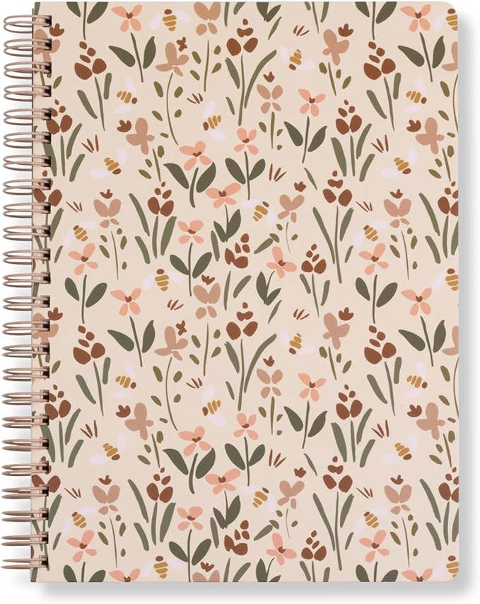 Steel Mill & Co Cute Mini Spiral Notebook, Small 8.25" x 6.25" Journal with Durable Hardcover and 160 Lined Pages for Journaling/Work/School (Bees)