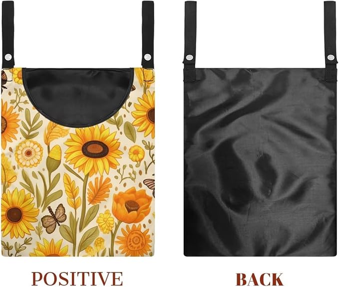 Sunflower Clothespin Organizer Bag Fashion Clothespin Storage Organizer with Large Opening Rotatable Clothespin Storage Bag Laundry Clothespin Bags, Clothespin Storage Hanger Bag