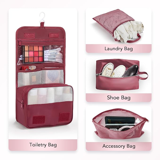 OlarHike 10 Set Compression Packing Cubes for Travel Essentials,Compressible Expandable Space Saver Bags for Organizing Clothes,Luggage Suitcase Garment Bags with Over 1000 pcs Mesh Holes(Wine Red)