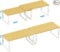Expandable Kitchen Cabinet Organizer Shelves – Stackable Adjustable Metal and Wood Storage Racks for Countertop, Pantry, Garage Set of 2 Spice Rack – Easy Assembly, Space-Saving(2 Packs/Large/White)
