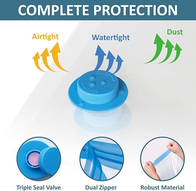 22 Vacuum Storage Bags with Electric Pump, Vacuum Sealed Storage Bags (3Jumbo/3Large/8Medium/8Small), Space Saver Vacuum Seal Bags for Clothing, Comforters, Pillows, Towel, Blanket Storage, Bedding