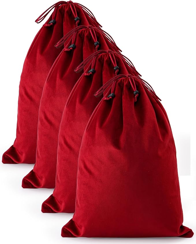 4 Pcs Shoe Bags for Travel, Dust Velvet Bags, Rio Red, 17.3x12.6 Inch | Washable & Reusable Travel Shoe Bags, Dustproof Shoe Bags with Drawstring Closure, Suitable for Travel, Home Storage