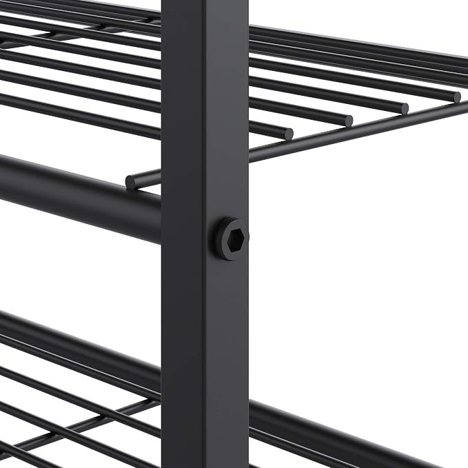 Yusong Shoe Rack Organizer, 5 Tier Industrial Shoe Storage Shelf, Narrow Sturdy Metal Shoe Shelves for Closet Entryway, Rustic Brown