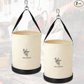 2 Pack 15" x 12" Canvas Tool Bucket Bag, Heavy Duty 150 Lbs Load Capacity, Truck Tool Organizer with Plastic Bottom Metal Hook for Linemen Electricians & Construction Workers (White)