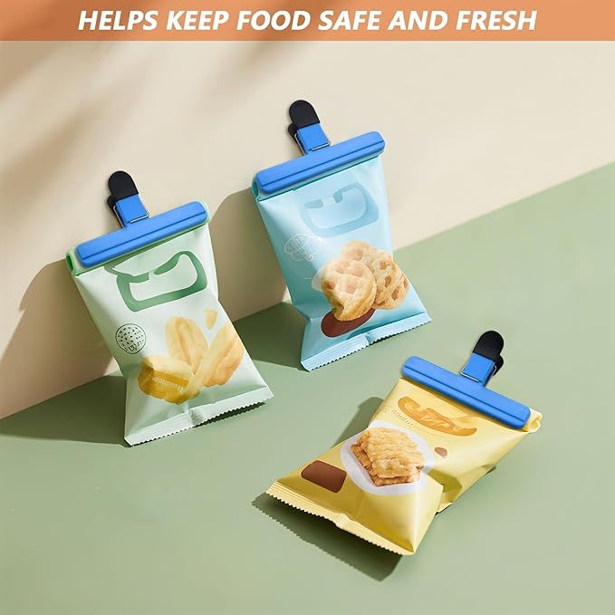 12Pack Large Chip,ULIFESTAR Food Clips,Upgrade Wide Open Bag Clips for Food Storage with Air Tight Seal Grip,Assorted Color(Blue 15.3 * 8.6 * 2.5cm/6.02 * 3.39 * 0.98")