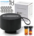 Electric Mason Jar Vacuum Sealer Kit, Portable 3-in-1 Handheld Food Sealer for Regular & Wide Mouth Jars, 60kPa Suction for Bags/Containers, Type-C Rechargeable (Black)
