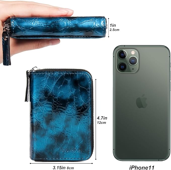 Credit Card Wallet, RFID Card Case Wallet, Zipper Card Cases Holder for Men Women, RFID Blocking, KeyChain Wallet, Compact Size Card Organizer Case for Women