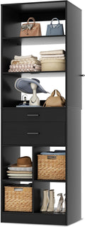 Besiost 22" Closet System with Drawers, 1.85 FT Small Closet Organizer for Walk in Closet, Bedroom & Nursery, Wardrobe Storage Unit with Storage and Shelves, Enclosed Storage Volume 2.58 ft³, Black