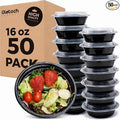 Glotoch Round Reusable Meal Prep Containers with Lids, 16 oz, 50 Pack | To Go Food Containers, Microwave, Freezer and Dishwasher Safe, Leak-Resistant, for Salads, Snacks and Portion Control