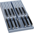 Domax Bamboo In-Drawer Knife Block Kitchen Knife Organizer Insert for 12 Knives and 1 Sharpening Steel(Not Included), Steak Knife Holder, Gray