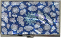 Mother of Pearl Business Card Case Credit Id Name Holder Travel Wallet Art Painting Design Metal Stainless Steel Engraved Slim Purse Pocket Cash Money Wallet (Mum Cloud)