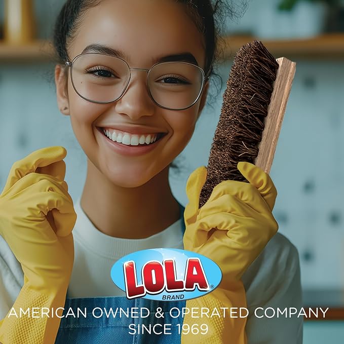 LOLA Deck Scrub Brush, 9" x 3.5" Head w/Palmyra Bristles for Outdoor Cleaning, Removes Dirt & Grime from Patios, Decks, Grout, 9 Pack