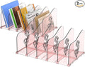 Adjustable Rose File Organizer for Desk, Vertical File Folder Holders for Magazines, Upright Desktop Binder Organizer, Clear Paper Bookshelf Divider File Sorter for School Office Supplies