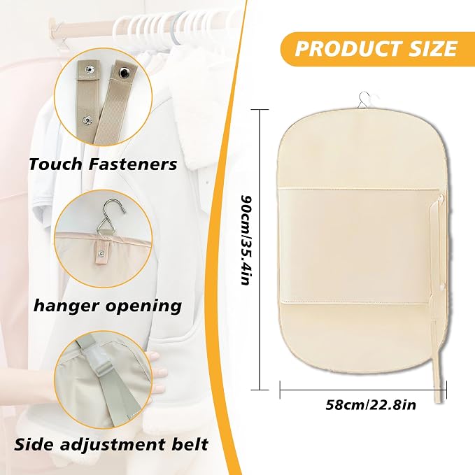 Closet Press Board Organizer, Space Saving Garment Bag, Space Saver Compression Bags, Jacket Storage For Closet, Large Capacity Closets Organizer For Office Bedroom Travel RV Daily Home (Beige)