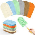 12 PCS Fleece Reusable Duster Refills Compatible with Swiffer Handle, Washable Heavy Duty Duster Pads for Fan, Window, Furniture, Car, 360 Cleaning Cloths Include 1 Handle, Morandi Colors