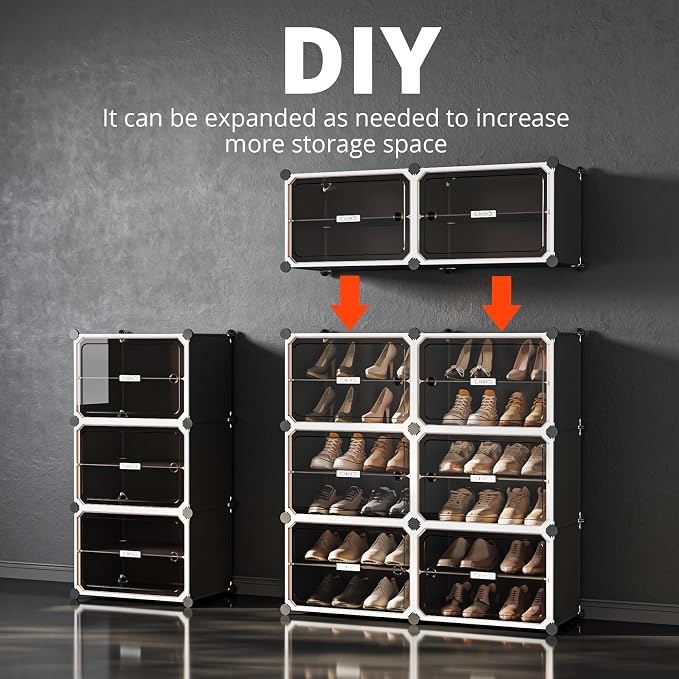 MAGINELS Shoe Rack,Expandable Shoe Cabinet Easy to Assemble. Shoe Storage with Door,Entryway, Closets, Hallway, and Bedroom.Accommodates Up to 24 Pairs of Shoes