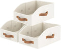 StorageWorks Closet Baskets for Organizing, Trapezoid Storage Bins, Linen Closet Organizers and Storage, Clothes Storage Baskets, Medium, Ivory White, 3-Pack