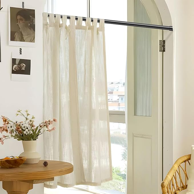Spring Tension Curtain Rods 26-39 Inch Black 2 Pack | No-drill & tool-free setup. Fits windows, kitchens, doorways. Rust-resistant, great for light curtains.