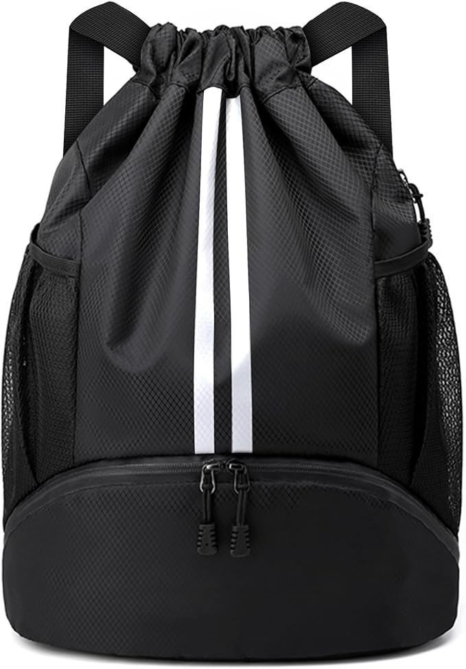 JELUTAR Drawstring Backpack Gym Bag with Shoes Compartment | Water-Resistant String Backpack for Soccer, Basketball, Swim, Beach Cinch for Women Men, 18L Large Capacity, Wet Pocket